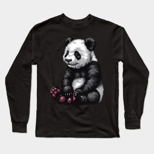 Pixelated Panda Artistry Long Sleeve T-Shirt